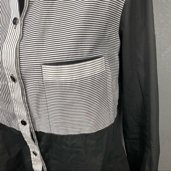 Per Se by Carlisle black white color block button up collared dress shirt career - Picture 11 of 12